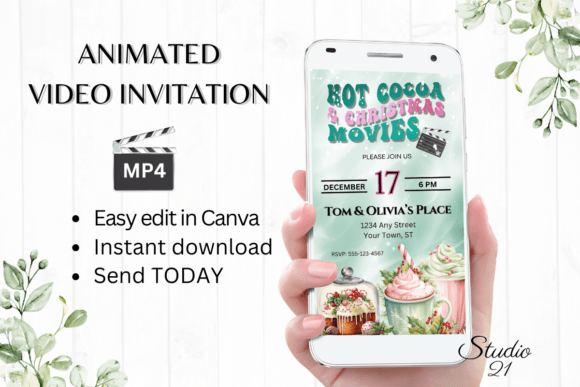 Animated Hot Cocoa & Movies Invitation: A Digital Template Guide