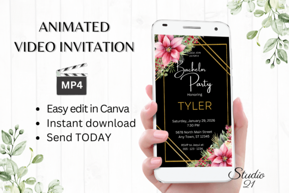 Christmas Bachelor Party Invite W5195: Festive Fun, Instantly Sent