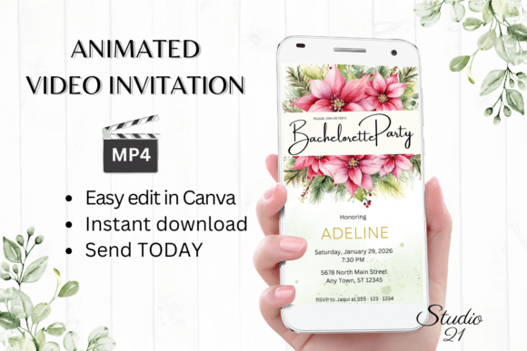 Christmas Bachelorette Party Evite W6196: Festive Fun Made Easy