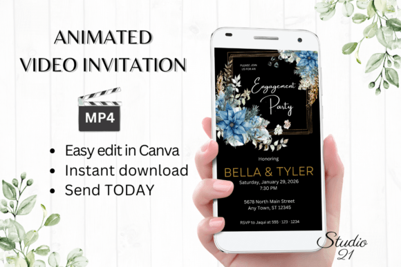 Christmas Engagement Party Invite W1213: A Festive Digital Celebration