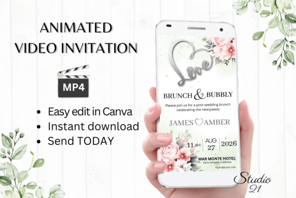 Effortless Elegance: The Pink Roses Wedding Brunch Invite
