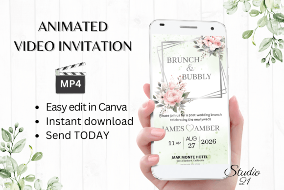 Elegant Pink Roses: A Wedding Brunch Invite for Modern Hosts