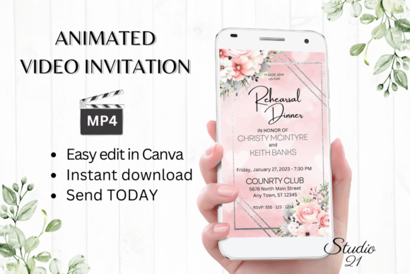 Elegant Pink Roses Rehearsal Dinner Invites: A Digital Solution