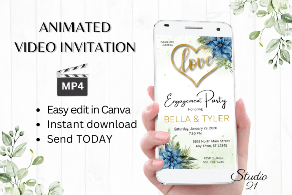 Modern Holiday Cheer: Christmas Engagement Party Invite W1210