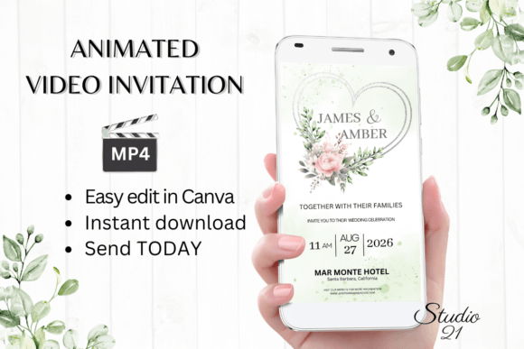 Pink Roses Wedding Invitation W8278: A Digital Template for Modern Nuptials