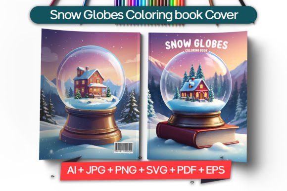 Snow Globes Coloring Book Cover: A Design Asset for Creatives