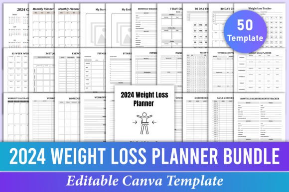 Your 2024 Weight Loss Planner Bundle: A Complete Canva Toolkit